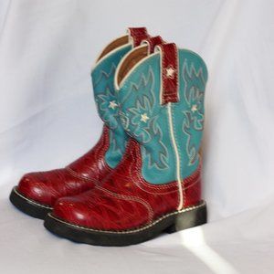 Ariat Fatbaby Red Teal Girls Cowgirl Boots 10